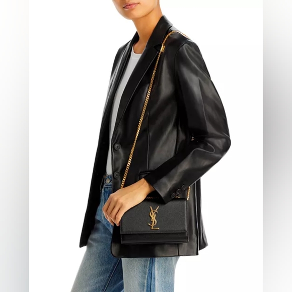 YSL Saint Laurent KATE SMALL CHAIN BAG IN GRAIN DE POUDRE LEATHER - Picture 4 of 16